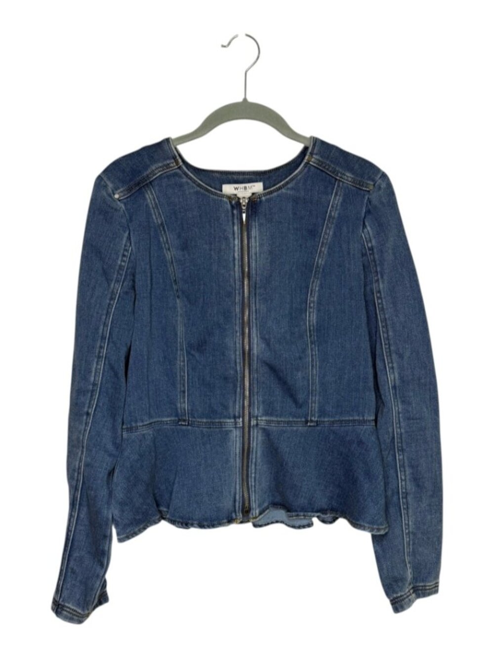 White House Black Market Peplum Denim Zip Up Jacket - Size 8